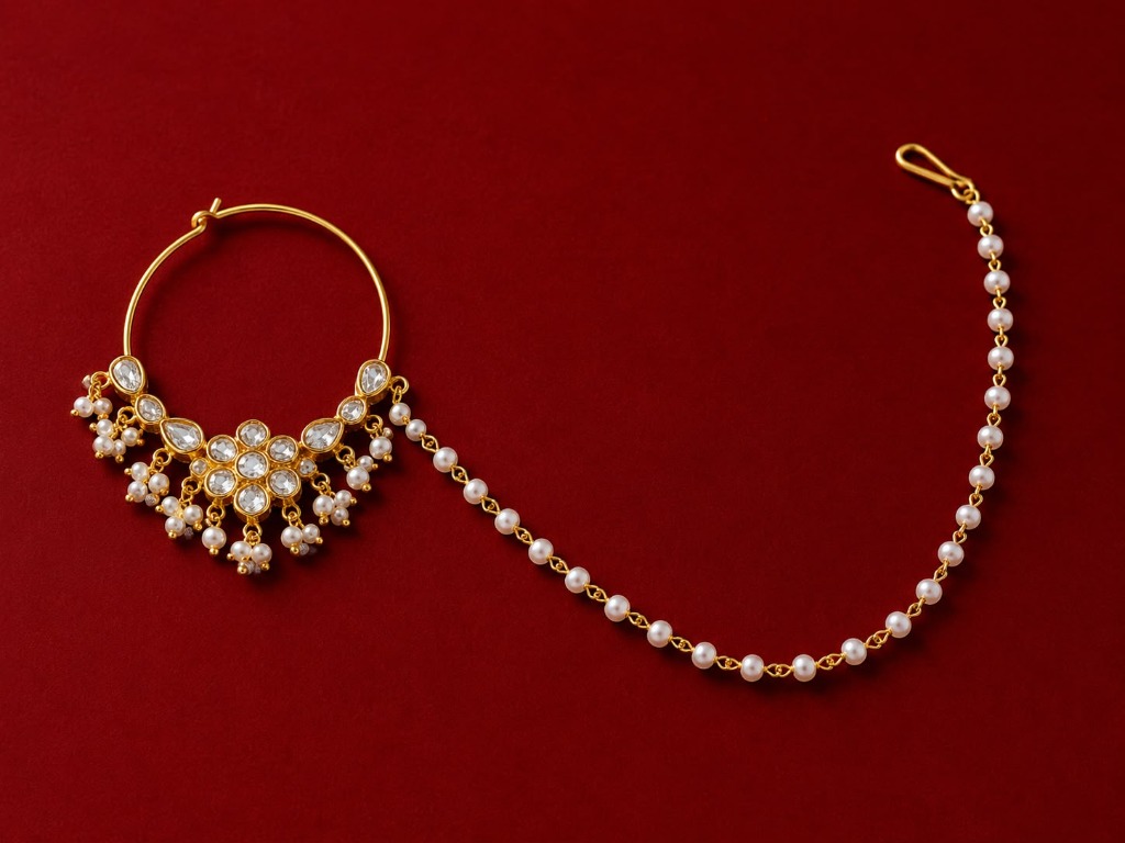 Gold Kundan Nath