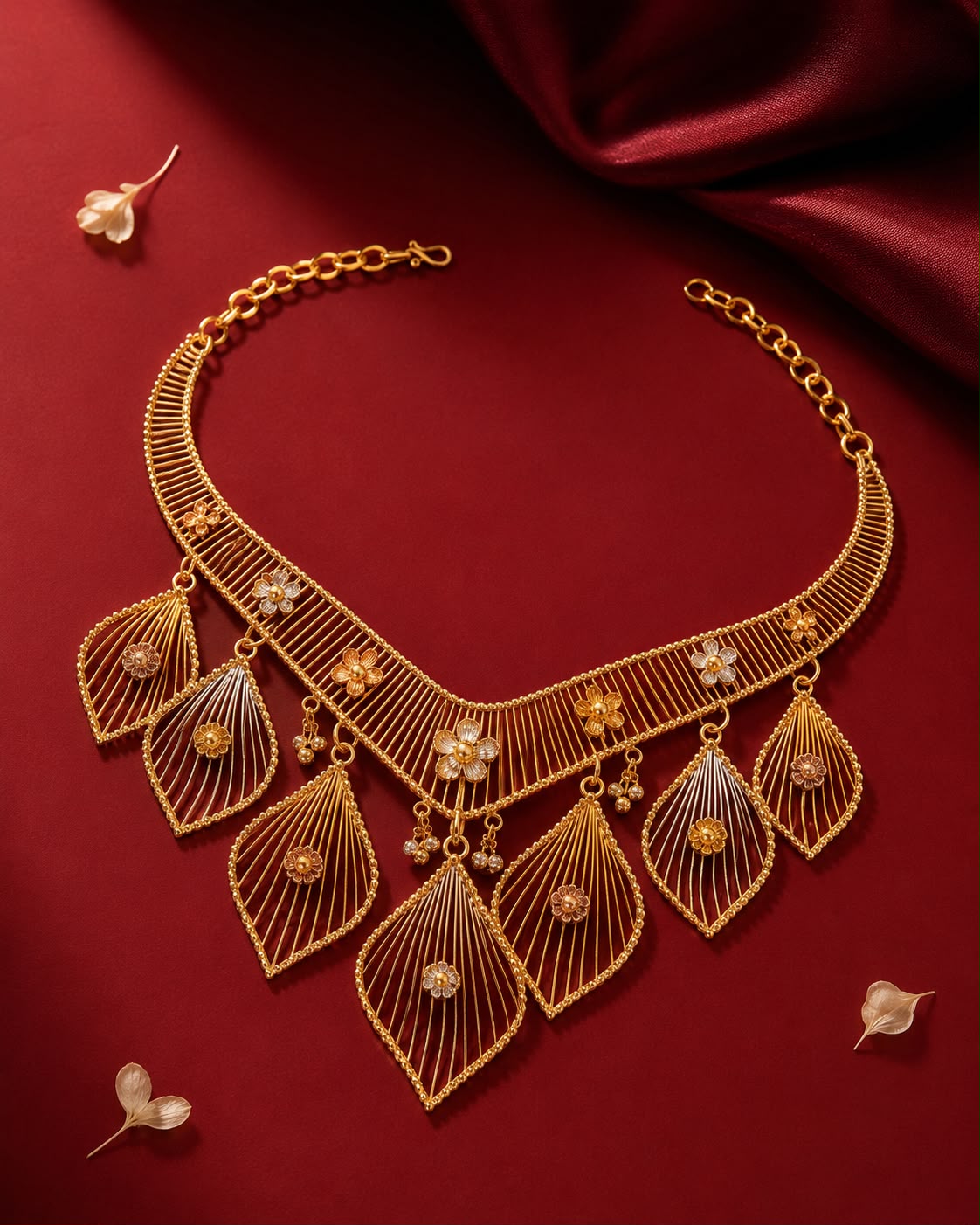 Gold Wire Work Bridal Necklace