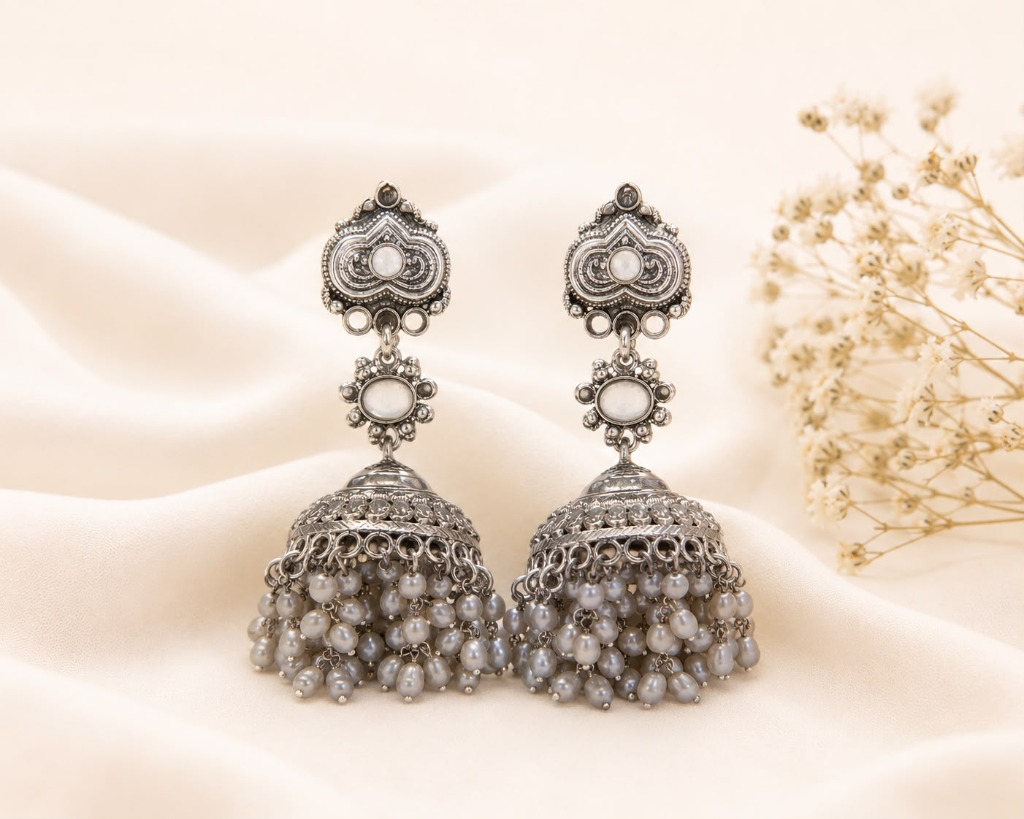 Vintage Silver Jhumka Earrings